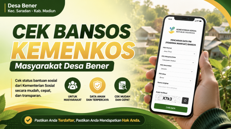 CEK BANTUAN SOSIAL KEMENSOS MASYARAKAT DESA BENER